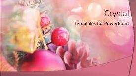  Presentation with decor - Presentation theme featuring beautiful traditional christmas decor closeup background and a  colored foreground