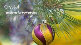  Presentation with decor - Cool new presentation theme with beautiful traditional christmas decor closeup backdrop and a  colored foreground