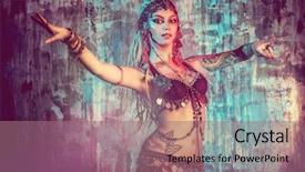  Presentation with tribal - Presentation design featuring beautiful traditional female dance background and a coral colored foreground