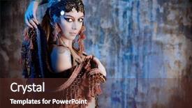  Presentation with tribal - PPT layouts enhanced with beautiful traditional female dance background and a tawny brown colored foreground