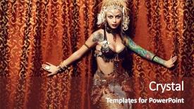  Presentation with tribal - Cool new PPT layouts with beautiful traditional female dancer ethnic backdrop and a tawny brown colored foreground