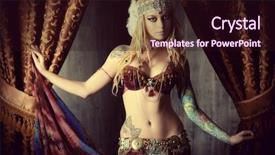  Presentation with tribal - Audience pleasing presentation theme consisting of beautiful traditional female dancer ethnic backdrop and a wine colored foreground