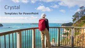  Presentation with walking trail - Audience pleasing slides consisting of beautiful-trail-in-the-ocean backdrop and a light blue colored foreground