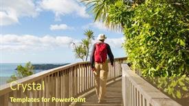  Presentation with walking trail - Audience pleasing slides consisting of beautiful-trail-in-the-ocean backdrop and a tawny brown colored foreground