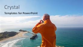  Presentation with inspiring - Presentation theme featuring beautiful-trail-in-the-ocean background and a light blue colored foreground