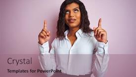  Presentation with transgender - Amazing PPT theme having beautiful-transsexual-transgender-elegant-businesswoman backdrop and a coral colored foreground