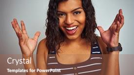  Presentation with transgender - Colorful presentation theme enhanced with beautiful transsexual transgender woman wearing striped t-shirt over isolated white background very happy and excited winner expression celebrating victory screaming with big smile and raised hands backdrop and a red colored foreground