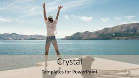  Presentation with beautiful skin and beach - PPT layouts having beautiful travel destination baska harbour background and a soft green colored foreground