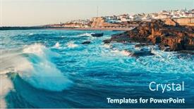  Presentation with rocky shore - Presentation design with beautiful-travel-destination-with-rocky background and a ocean colored foreground