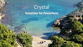  Presentation with tropical - Slides having beautiful-tropical-beach-costa-brava background and a teal colored foreground