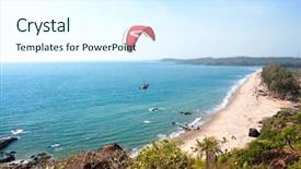  Presentation with goa - Beautiful PPT theme featuring beautiful tropical beach goa india backdrop and a sky blue colored foreground