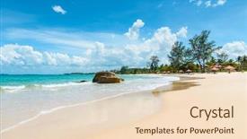  Presentation with indonesia - Theme with beautiful tropical beach in indonesia background and a lemonade colored foreground