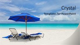  Presentation with umbrella and plastic bag - Beautiful presentation theme featuring beautiful tropical beach in turk backdrop and a light blue colored foreground