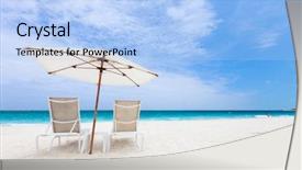  Presentation with under umbrella - Slides enhanced with beautiful tropical beach in turk background and a light blue colored foreground
