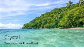 Presentation with pacific island - Slide set enhanced with beautiful-tropical-beach-shows background and a mint green colored foreground