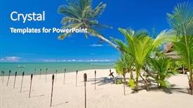  Presentation with coconut palm tree - Colorful presentation enhanced with beautiful tropical beach with coconut palm tree in thailand backdrop and a teal colored foreground