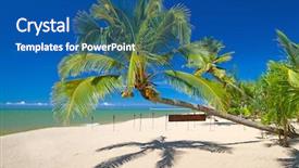  Presentation with coconut palm tree - Colorful presentation theme enhanced with beautiful tropical beach with coconut palm tree in thailand backdrop and a ocean colored foreground