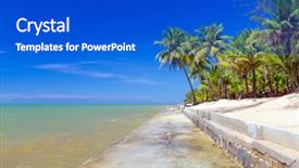  Presentation with coconut palm tree - Slide deck with beautiful tropical beach with coconut palm tree in thailand background and a cobalt blue colored foreground