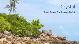  Presentation with thailand - Slides featuring beautiful tropical beach with palm trees at koh phangan island thailand background and a sky blue colored foreground