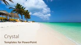  Presentation with palm beach - Amazing presentation having beautiful-tropical-beach-with-palm backdrop and a sky blue colored foreground