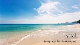  Presentation with beach rocks - PPT layouts having beautiful tropical beach with sea background and a lemonade colored foreground