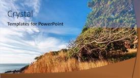  Presentation with clean water - PPT theme having beautiful-tropical-beach-with-sea background and a teal colored foreground