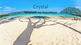  Presentation with clean water - PPT theme consisting of beautiful-tropical-beach-with-sea background and a cyan colored foreground