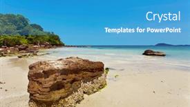  Presentation with clean water - Slides with beautiful tropical beach with sea view clean water blue sky at phu quoc island in vietnam background and a teal colored foreground
