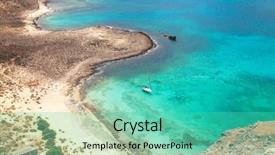  Presentation with turquoise beach - Presentation theme featuring carefree young woman is standing near fountain in park she is looking at camera with happiness and smiling background and a coral colored foreground