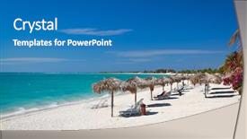  Presentation with beach sands - Colorful slides enhanced with beautiful tropical beach at the caribbean island with white sands and stunning turquoise waters cuba backdrop and a teal colored foreground