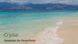  Presentation with indonesia - Slide set consisting of beautiful tropical beach of the gili meno island indonesia background and a soft green colored foreground