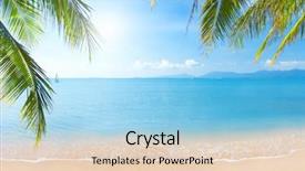  Presentation with tropical - Beautiful theme featuring beautiful tropical beach backdrop and a light blue colored foreground