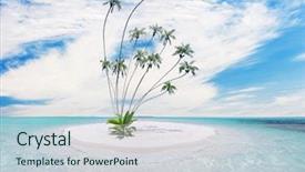  Presentation with crystal - Cool new presentation with beautiful tropical crystal clear sea with sandy island and wild growing palms backdrop and a lemonade colored foreground