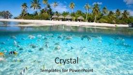  Presentation with polynesia - Slide deck enhanced with beautiful tropical island in french polynesia under and above water background and a arctic colored foreground