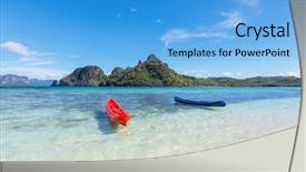  Presentation with pacific island - PPT theme featuring beautiful tropical island in pacific background and a light blue colored foreground