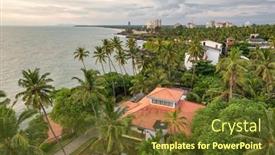  Presentation with tropical - Beautiful PPT layouts featuring beautiful-tropical-landscape-seen backdrop and a tawny brown colored foreground