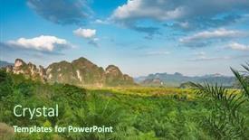  Presentation with tropical forest - Colorful presentation design enhanced with beautiful-tropical-landscape backdrop and a tawny brown colored foreground