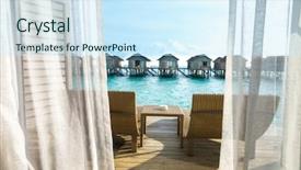  Presentation with hotel resort - Slide set featuring beautiful tropical maldives resort hotel background and a cool aqua colored foreground