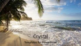  Presentation with costa rica - PPT theme with beautiful tropical pacific ocean coast background and a coral colored foreground