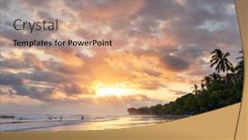  Presentation with costa rica - Presentation design consisting of beautiful-tropical-pacific-ocean-coast background and a coral colored foreground