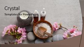  Presentation with spa salon - Slide set featuring beautiful tropical spa composition background and a light gray colored foreground