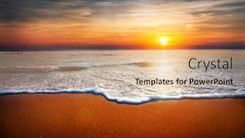  Presentation with tropical - Presentation theme with beautiful-tropical-sunset-and-sea background and a coral colored foreground