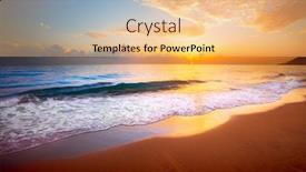  Presentation with tropical - Colorful theme enhanced with beautiful-tropical-sunset-and-sea backdrop and a coral colored foreground
