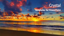  Presentation with tropical beach sunset - Amazing PPT layouts having beautiful tropical sunset backdrop and a ocean colored foreground