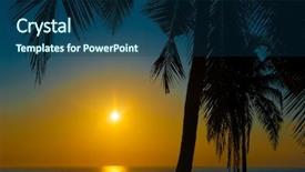  Presentation with tropical beach sunset - Theme consisting of beautiful tropical sunset on a beach in sri-lanka background and a ocean colored foreground