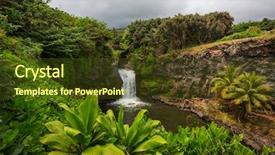  Presentation with hawaii - PPT theme consisting of beautiful tropical waterfall in hawaii background and a  colored foreground
