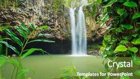  Presentation with hawaii - PPT theme consisting of beautiful tropical waterfall in hawaii background and a tawny brown colored foreground