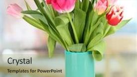  Presentation with tulips - PPT theme enhanced with beautiful tulips in bucket background and a yellow colored foreground
