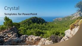  Presentation with pine forest - Colorful PPT layouts enhanced with beautiful-turkish-seascape-with-green backdrop and a light blue colored foreground