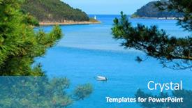  Presentation with lighthouse - Presentation theme featuring beautiful-turquoise-atlantic-ocean-boat background and a teal colored foreground